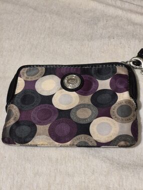 Coach Multi‑Circle Purple and Gray Wristlet